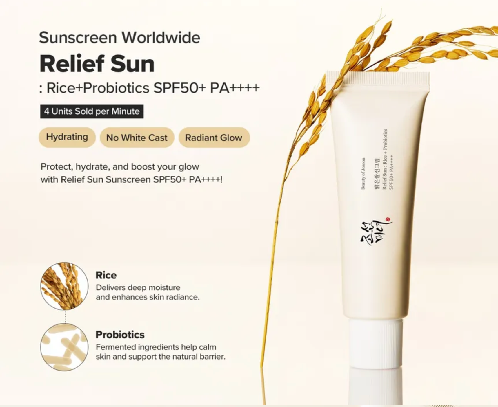 Beauty of Joseon - Protector Solar Relief Sun: Rice + Probiotics 50ml