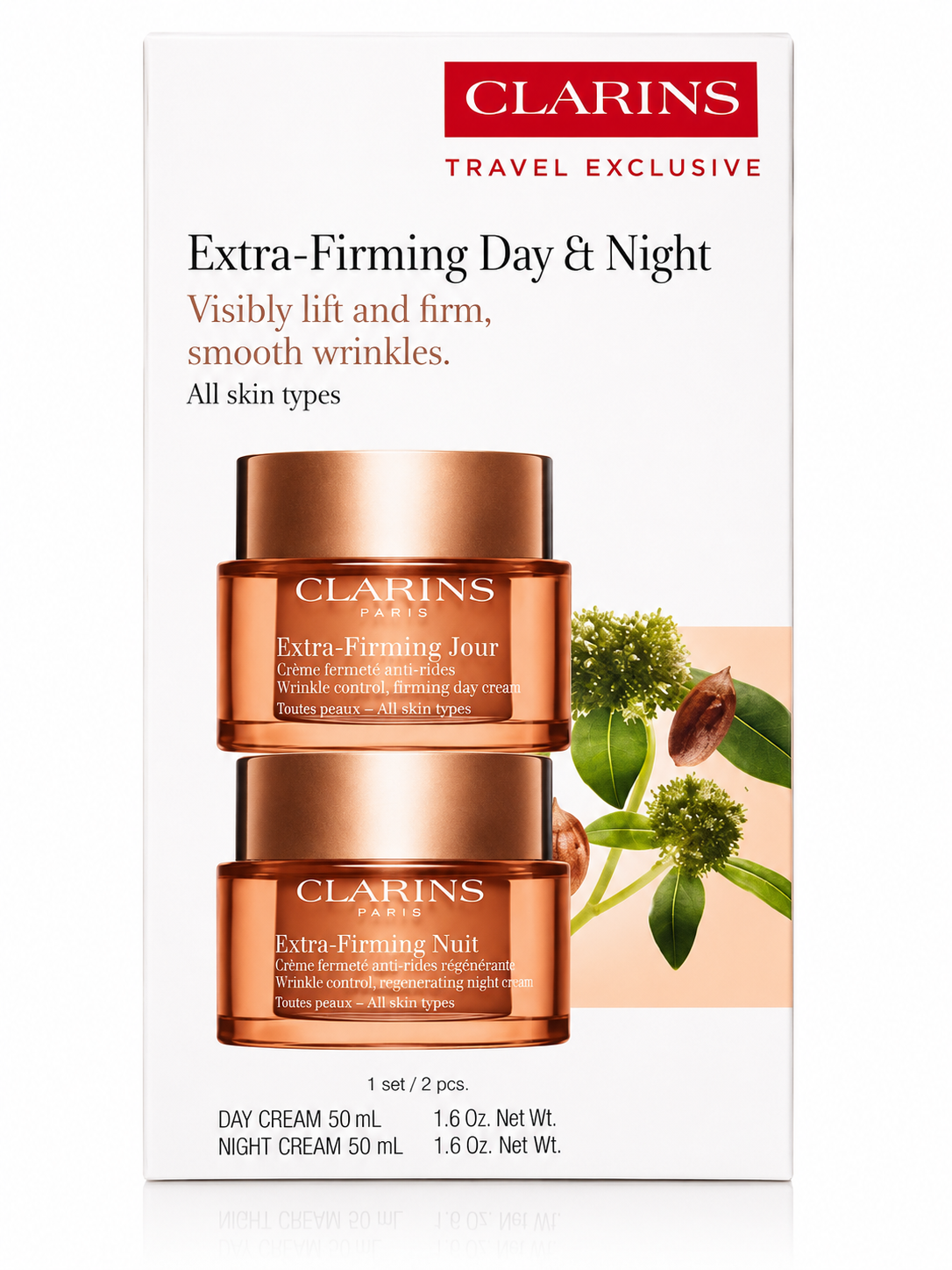 Clarins - Set tratamiento reafirmante Extra-Firming Day & Night , 2 cremas de 50 ml cada una