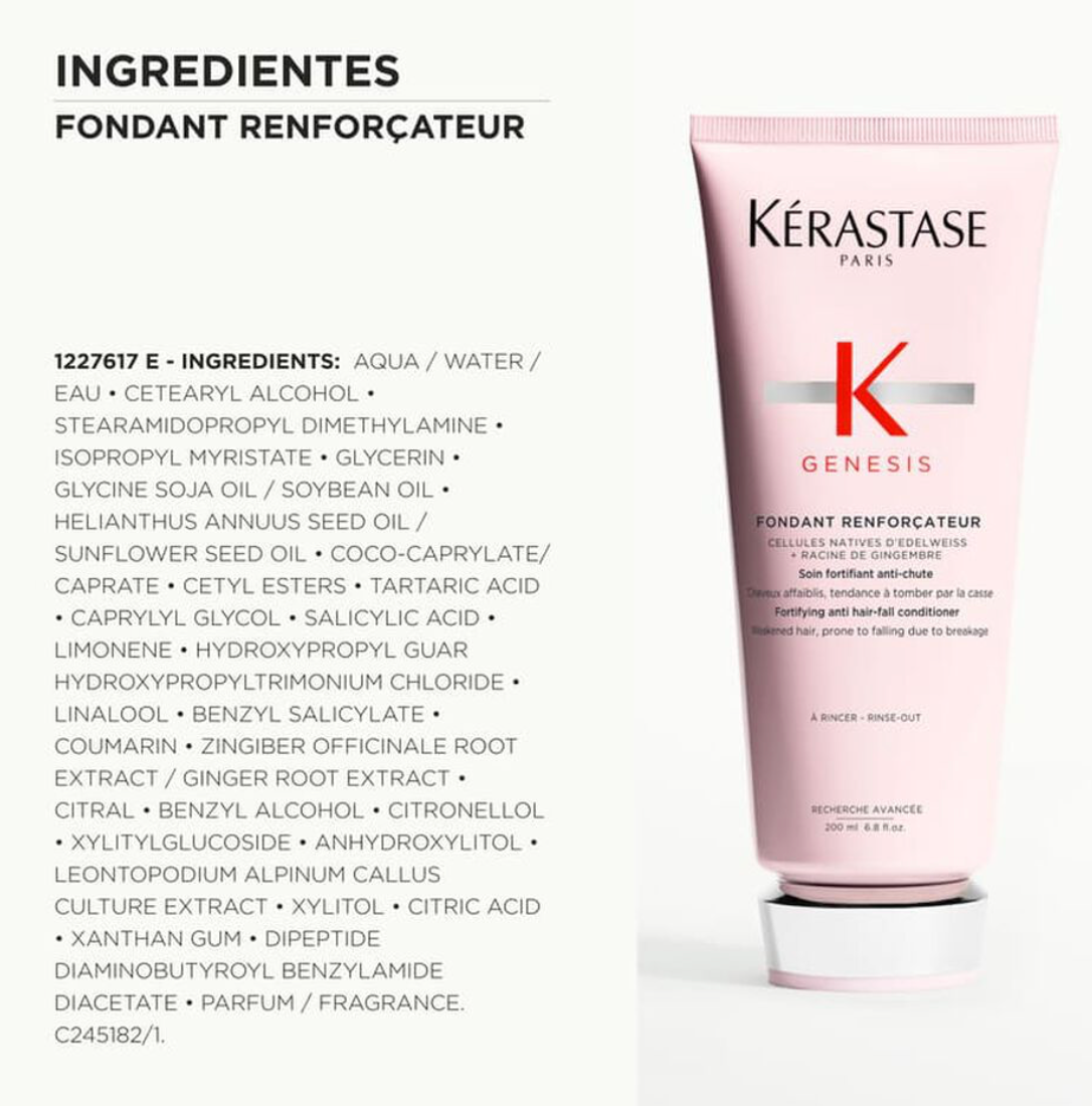 Kérastase - Acondicionador Genesis Fondant Reinforcateur 75 ml  fortificante antirotura para cabello fino, sin sulfatos ni siliconas, hidrata profundamente y reduce la caída por rotura hasta un 97% con sistema completo
