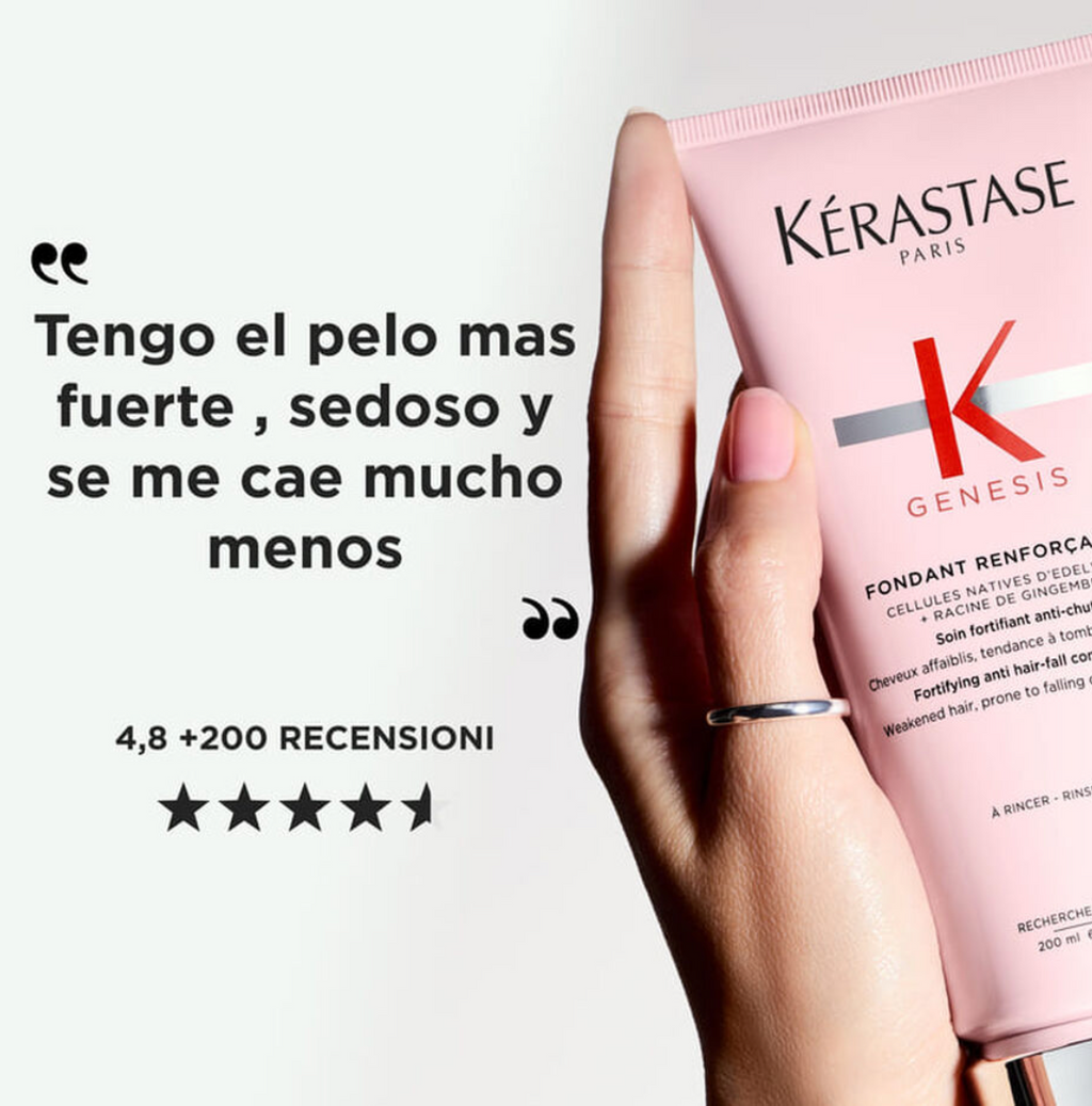 Kérastase - Acondicionador Genesis Fondant Reinforcateur 200 ml fortificante antirotura para cabello fino, sin sulfatos ni siliconas, hidrata profundamente y reduce la caída por rotura hasta un 97% con sistema completo