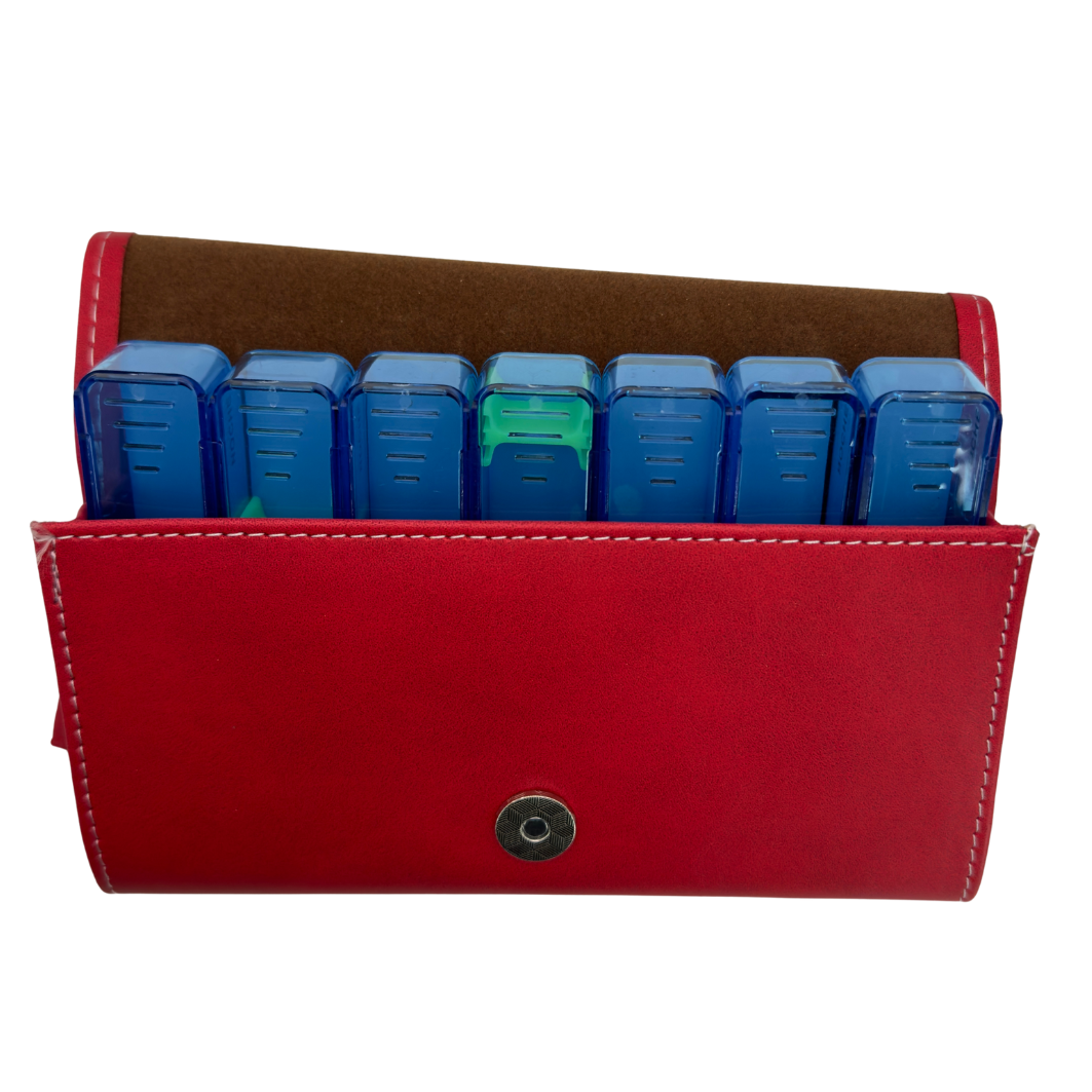 Pastillero Semanal de Cartera en Piel Sintética con Espacios Separados para Tratamiento de Toda la Semana