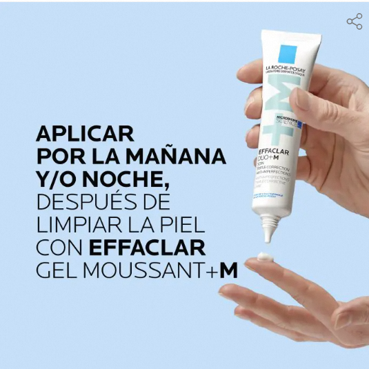 La Roche-Posay - Crema EFFACLAR DUO+M para piel grasa y acneica, tratamiento triple anti-imperfecciones con Phylobioma, corrige marcas de acné y controla el sebo, 40 ml