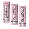 Marvis ( 3 UNIDADES) Pasta de dientes Sensitive 75 ml con ácido hialurónico y prebióticos para encías sensibles, frescura acuática de hierbabuena y menta, fórmula vegana sin conservantes ni daño al esmalte