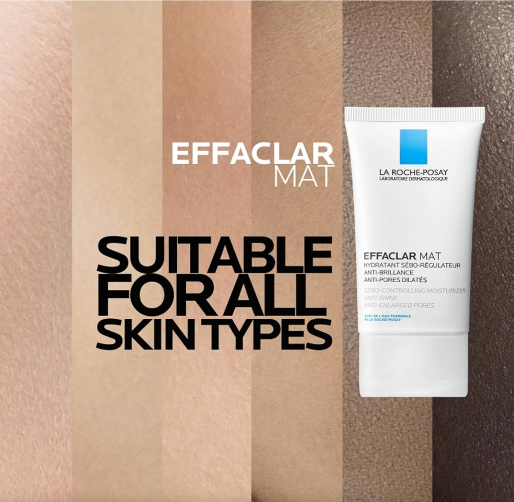La Roche-Posay - Effaclar Mat crema hidratante facial matificante con complejo sebo-absorbente para piel grasa y con poros visibles, 40 ml, probada dermatológicamente