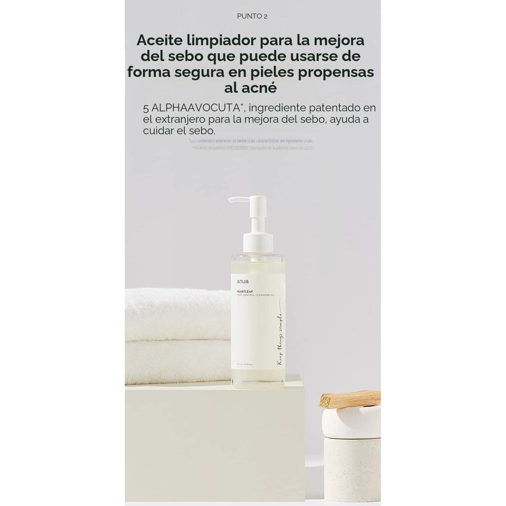 Anua - Aceite limpiador facial Heartleaf Pore Control para doble limpieza, desmaquillante  200 ml