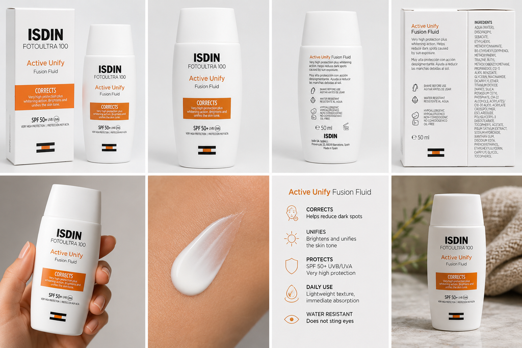 ISDIN - Crema fotoprotectora facial FotoUltra 100 Active Unify SPF 50+ con DP3-Complex® 50 ml