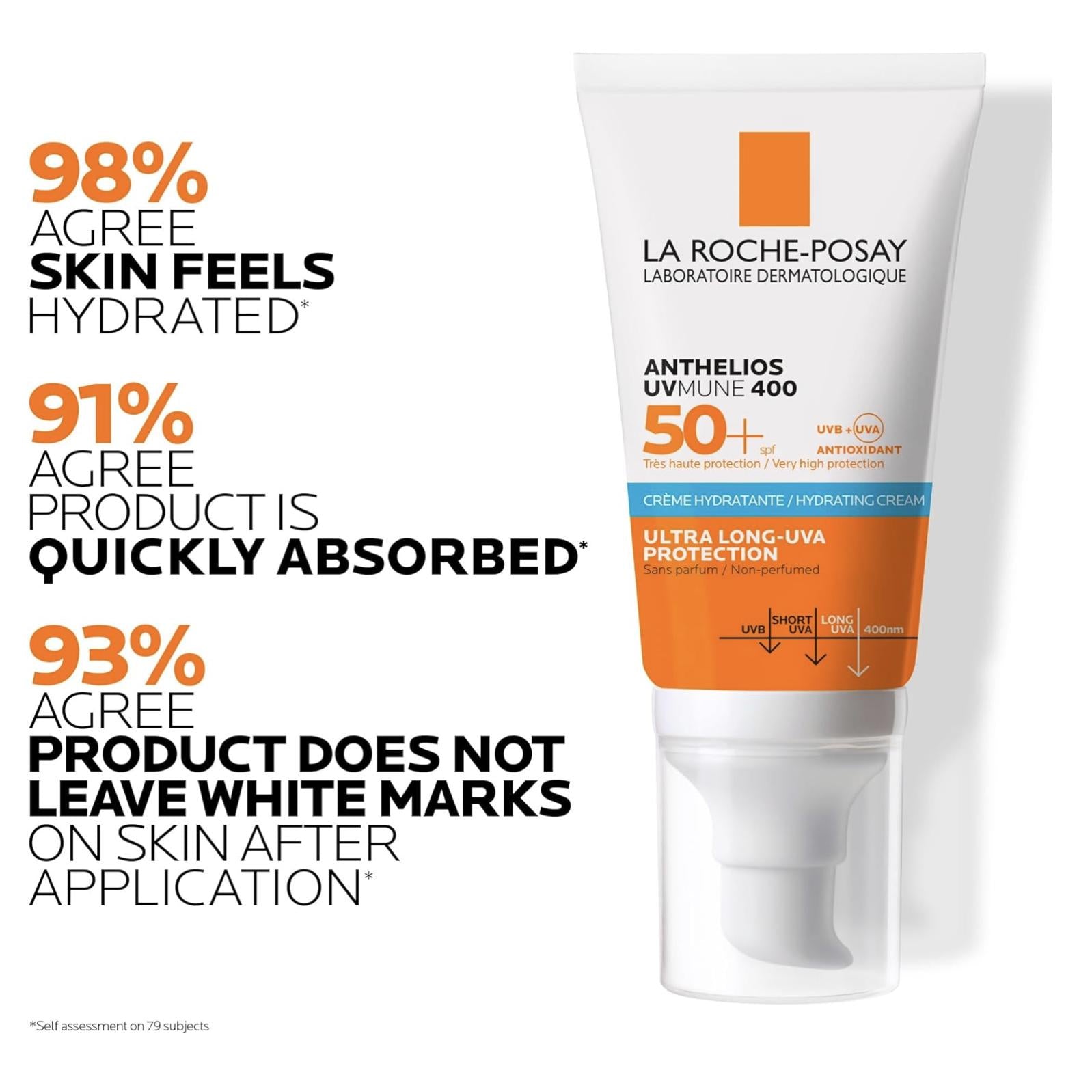 LA ROCHE-POSAY - Anthelios UVMune 400 Crema Solar Hidratante para Piel Sensible Sin Perfume SPF 50+