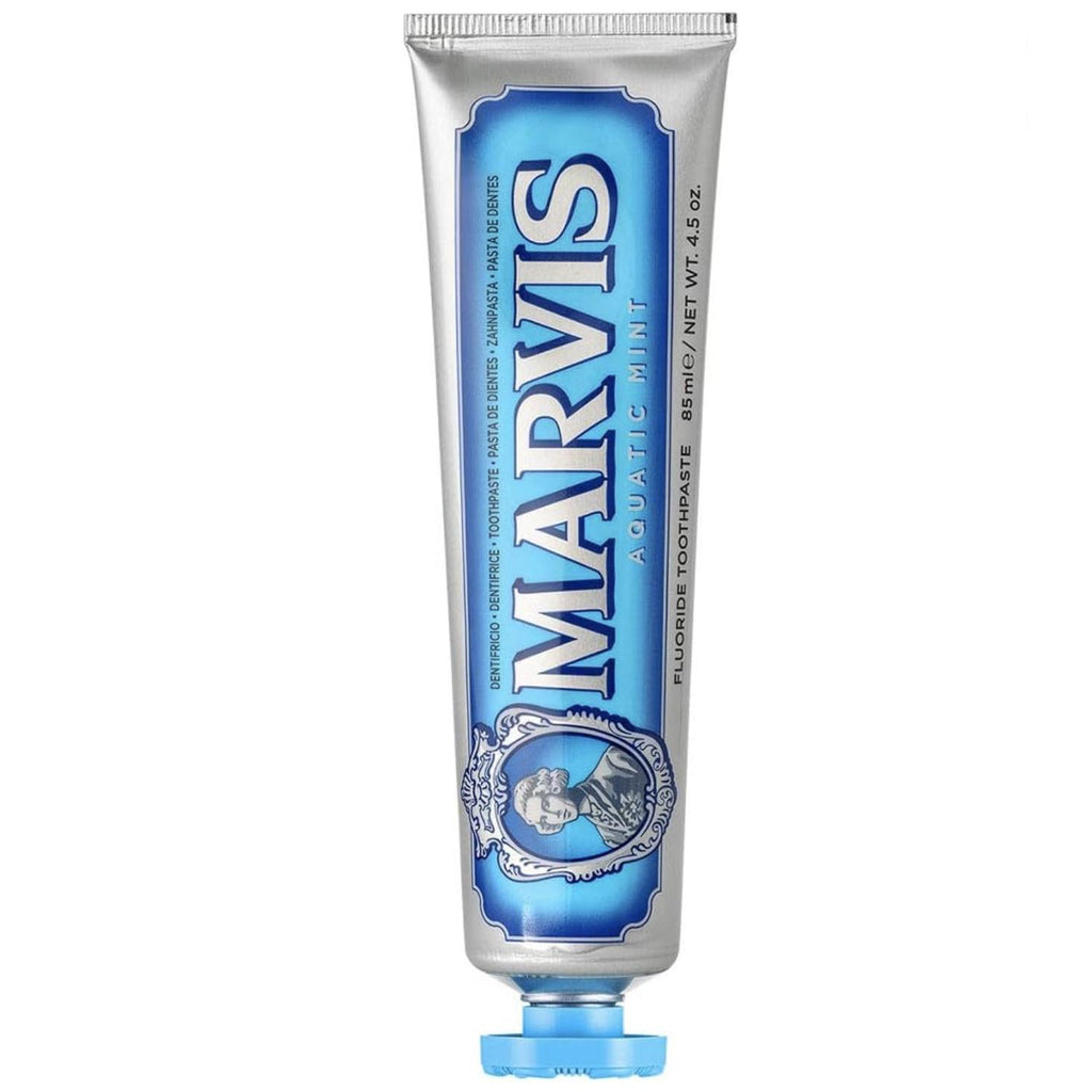 Marvis ( 3 UNIDADES ) Pasta de dientes Menta Acuática 85 ml para prevención de caries, con flúor y xilitol, fórmula vegana concentrada sin conservantes, frescor polar intenso