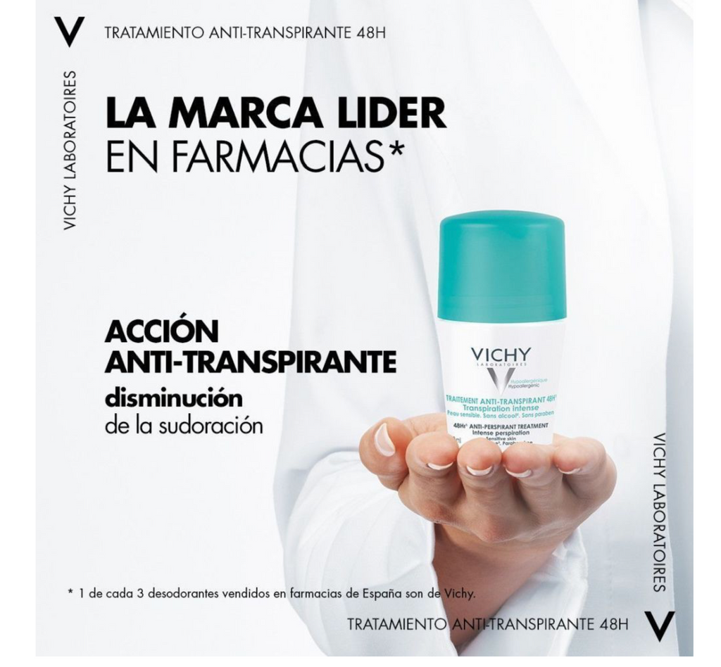 VICHY - Desodorante Traitement Anti-Transpirant 48H Desodorante Roll-On 50 ml