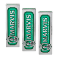 Marvis (3 UNIDADES) Pasta de dientes Classic Strong Mint 85 ml para cuidado bucal intensivo con menta piperita pura, frescor ártico duradero y protección contra caries con flúor + xilitol