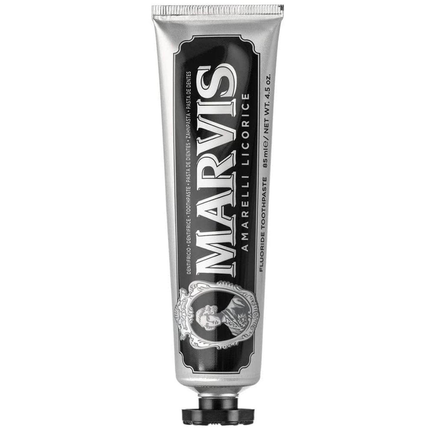 Marvis - Pasta de dientes Amarelli Licorice 85 ml tipo blanqueadora con flúor y xilitol para prevención de caries, fórmula vegana sin conservantes y textura sedosa ideal para cuidado bucal diario