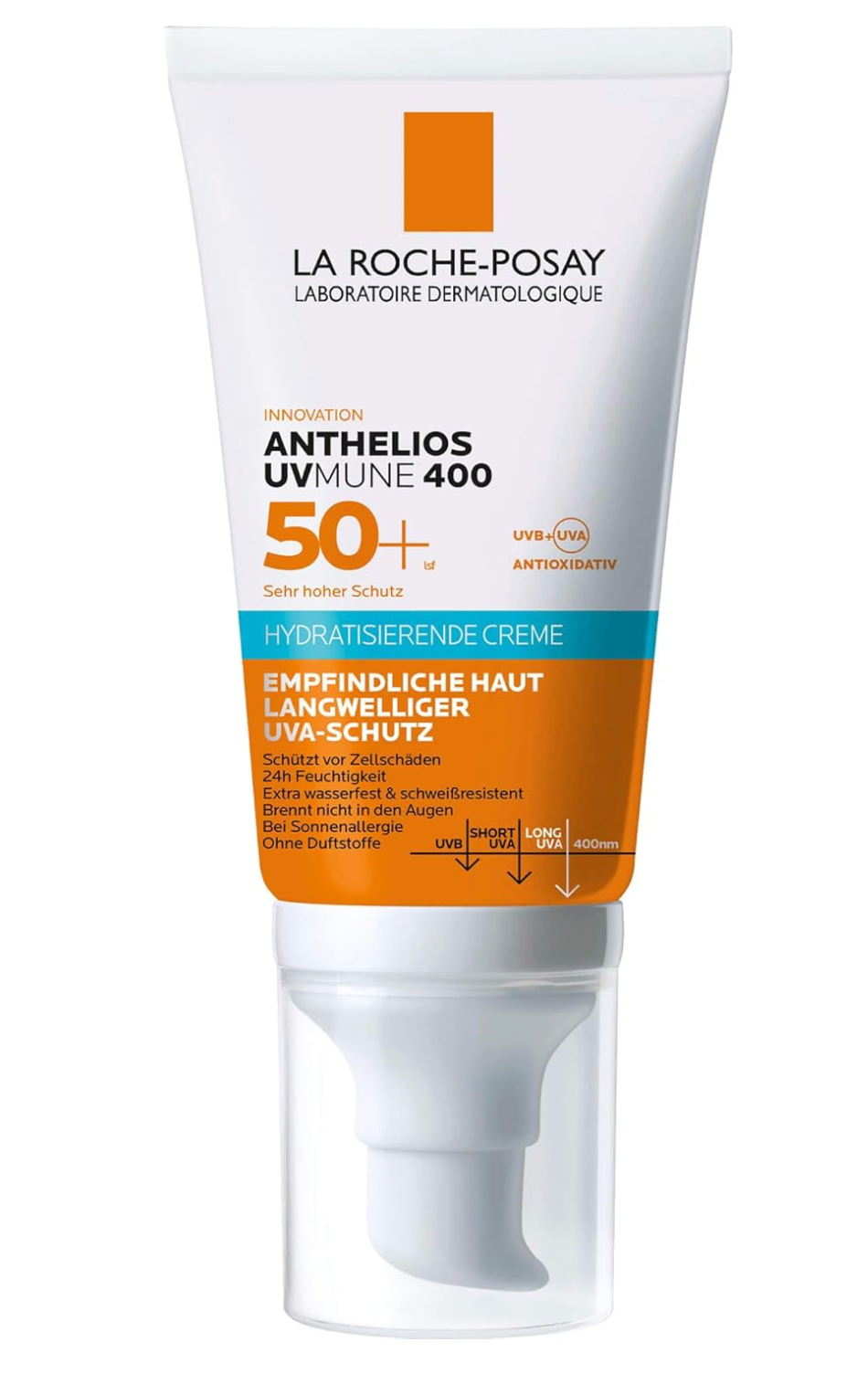 LA ROCHE-POSAY - Anthelios UVMune 400 Crema Solar Hidratante para Piel Sensible Sin Perfume SPF 50+
