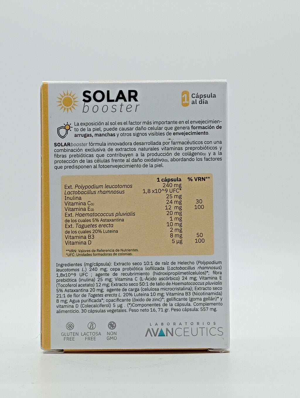 SOLAR Booster cápsulas solares Avanceutics - 30 CÁPSULAS