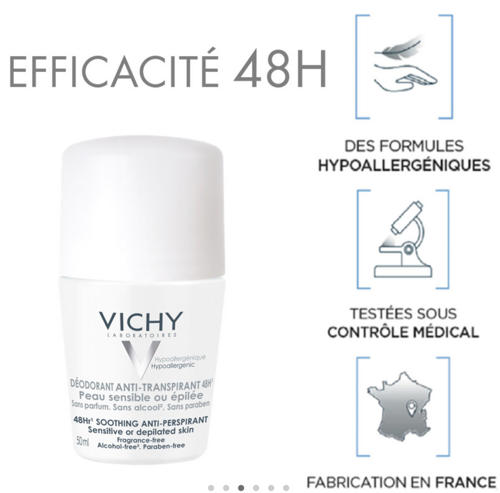 VICHY - DESODORANTE Anti-Transpirant 48H - Pieles Sensibles o Depiladas 50 ml