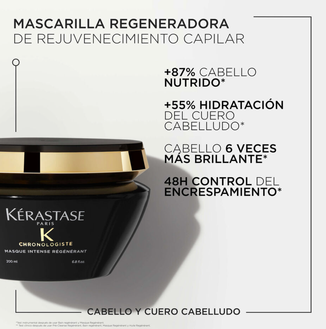 Product name Kérastase - Chronologiste - Trio: Champú Bain Régénérant (250 ml) + Mascarilla 	Masque tense Régénérant (20	0 ml) + Huile de Parfum (75 ml)