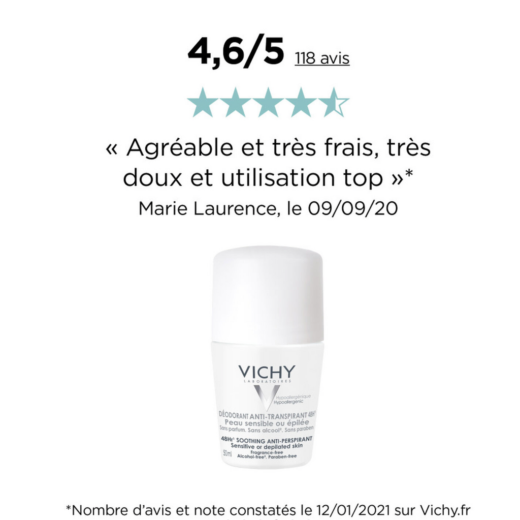 VICHY - DESODORANTE Anti-Transpirant 48H - Pieles Sensibles o Depiladas 50 ml
